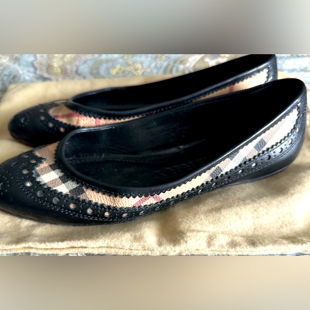 Burberry Black Plaid Ballet Flats